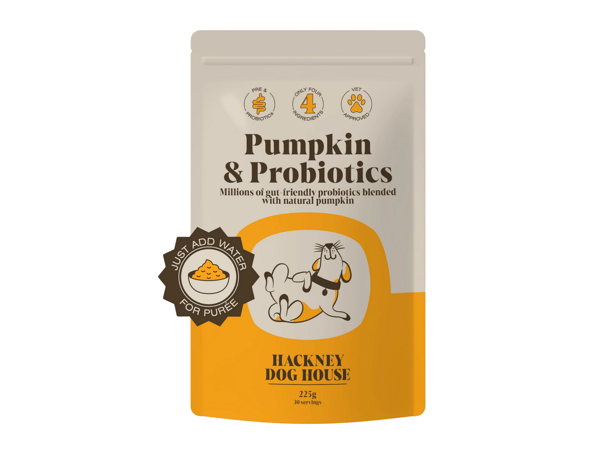 Hackney Dog House gresskar og probiotika 225 g