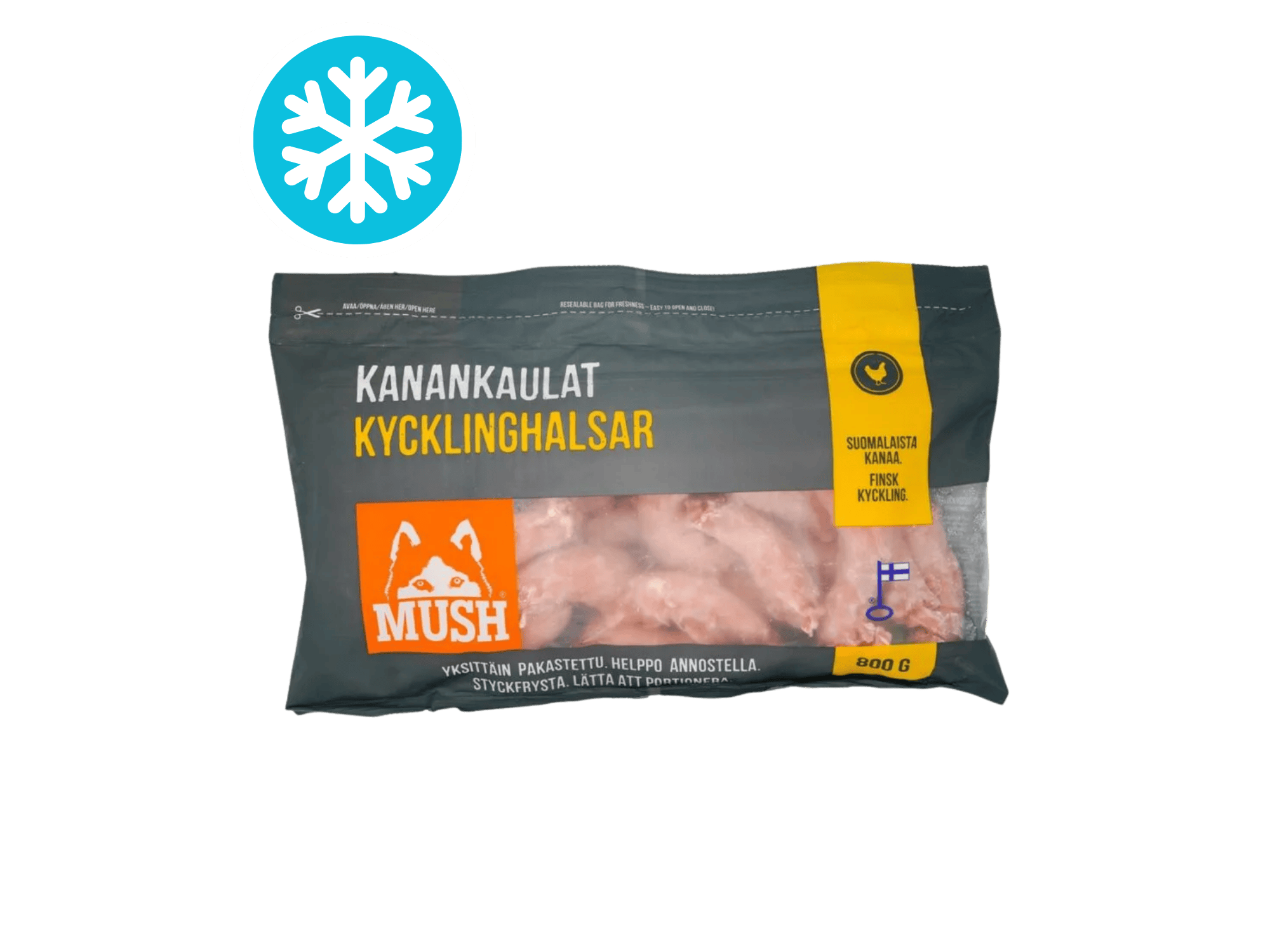 Mush BARF Basic fryst kyllinghals 800 g
