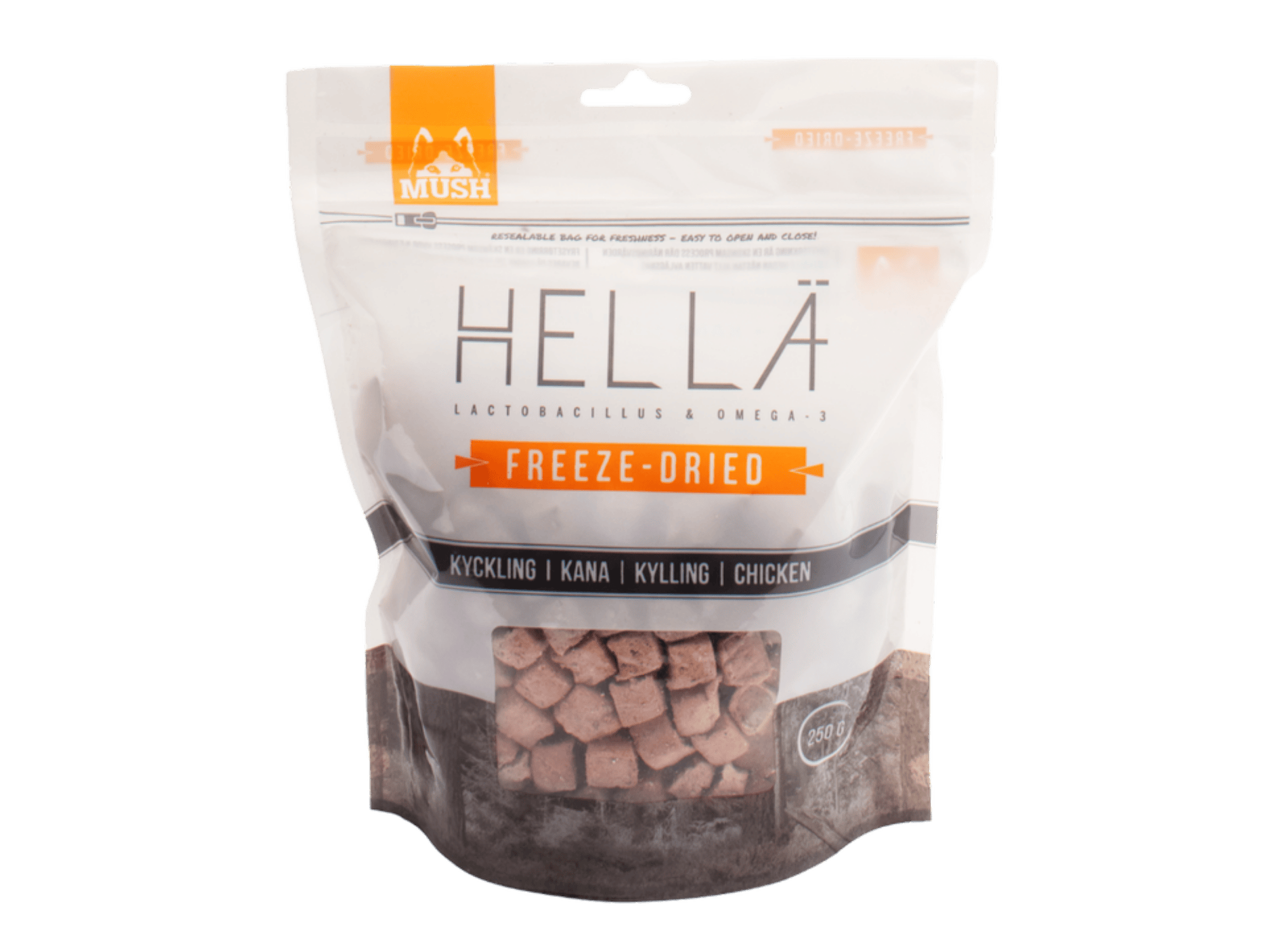 Mush Hellä frysetørket råfôr av kylling 250 g