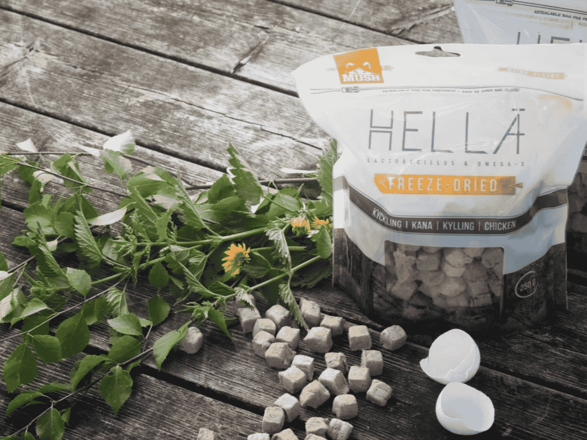 Mush Hellä frysetørket råfôr av kylling 250 g
