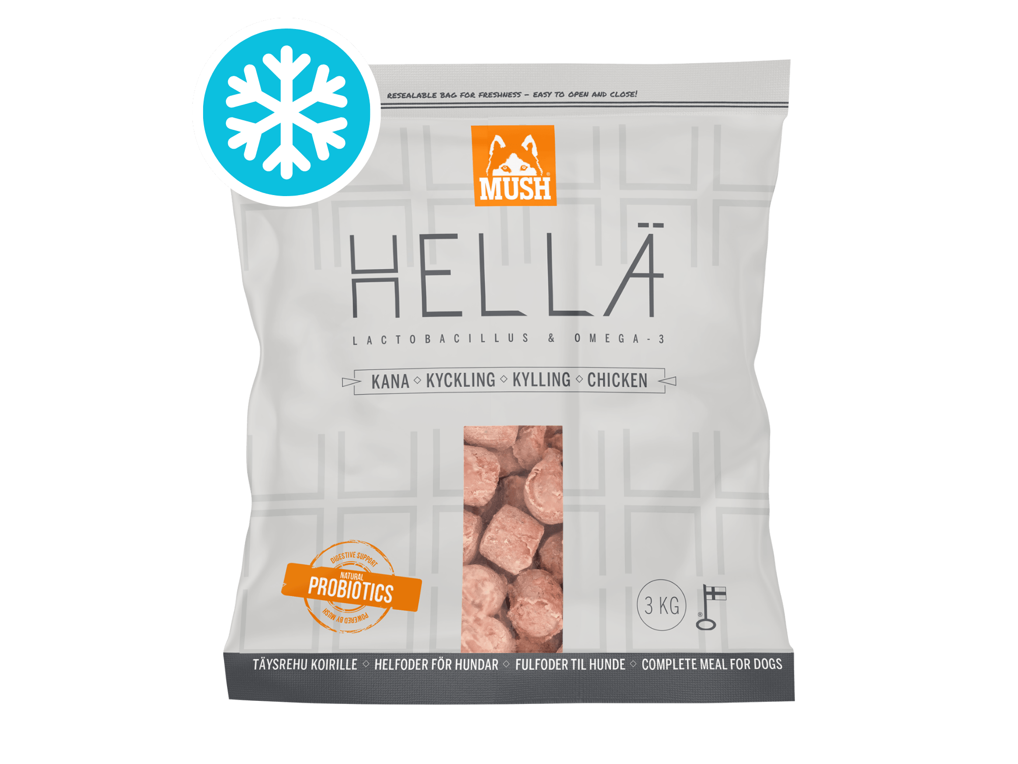 Mush Hellä fryst råfôr av kylling