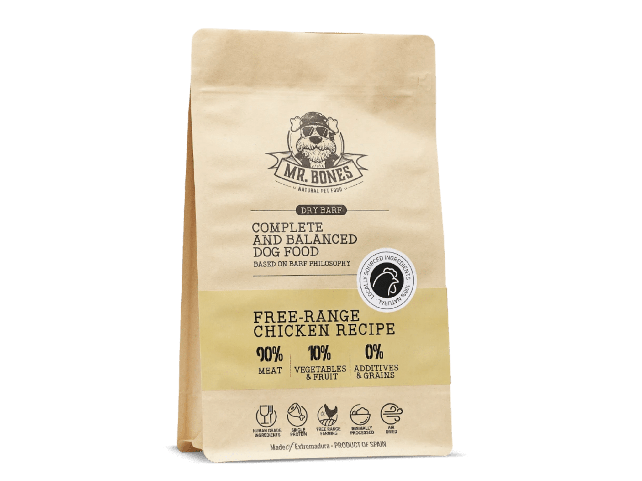 Mr. Bones lufttørket råfôr av frittgående kylling - Hundepappa