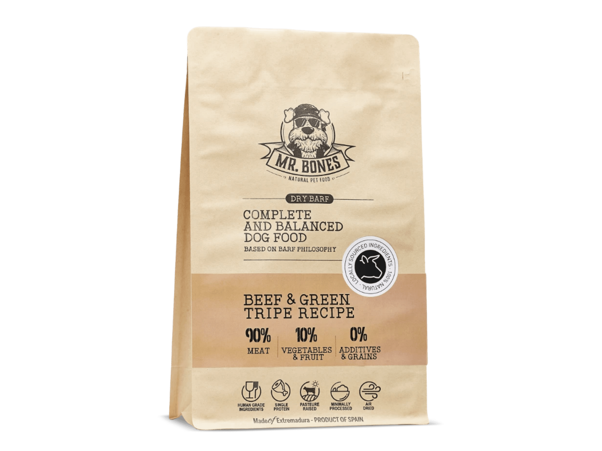 Mr. Bones lufttørket råfôr av kalv - Hundepappa