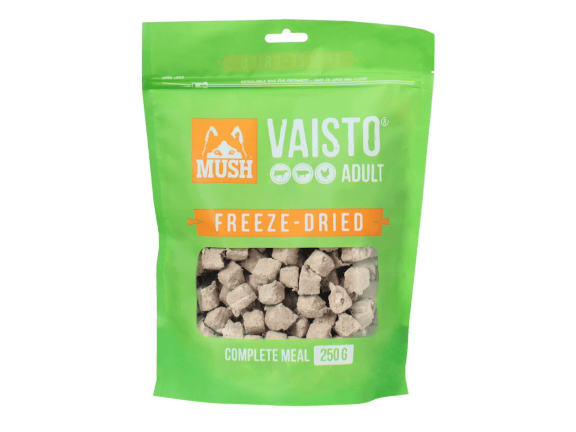 Mush Vaisto Grønn frysetørket råfôr av storfe, svin og kylling - Hundepappa