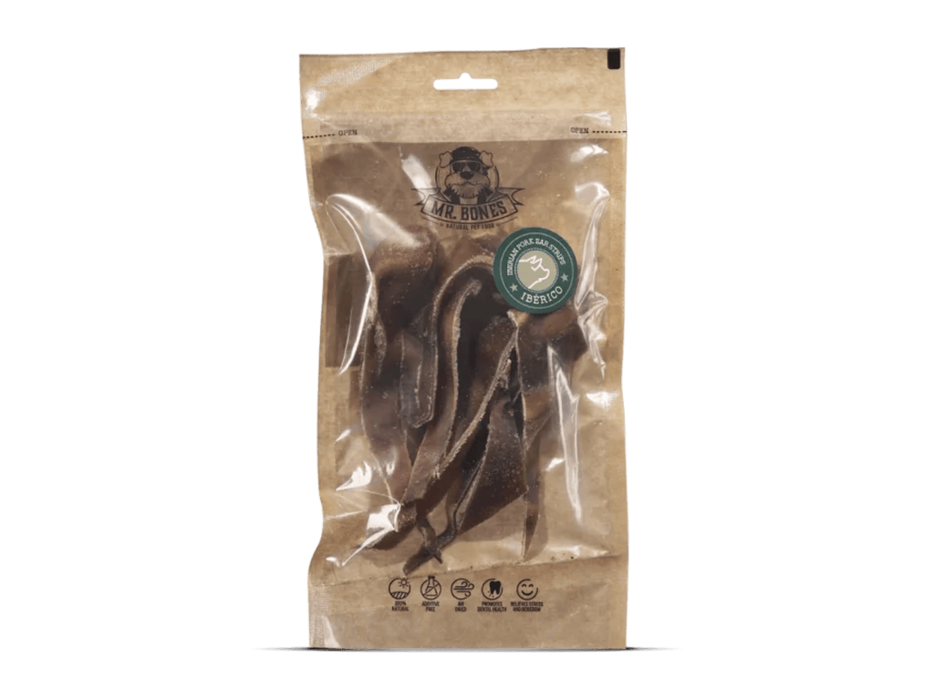 Mr. Bones Natural Snacks lufttørkede strimler av iberisk griseøre 70 g