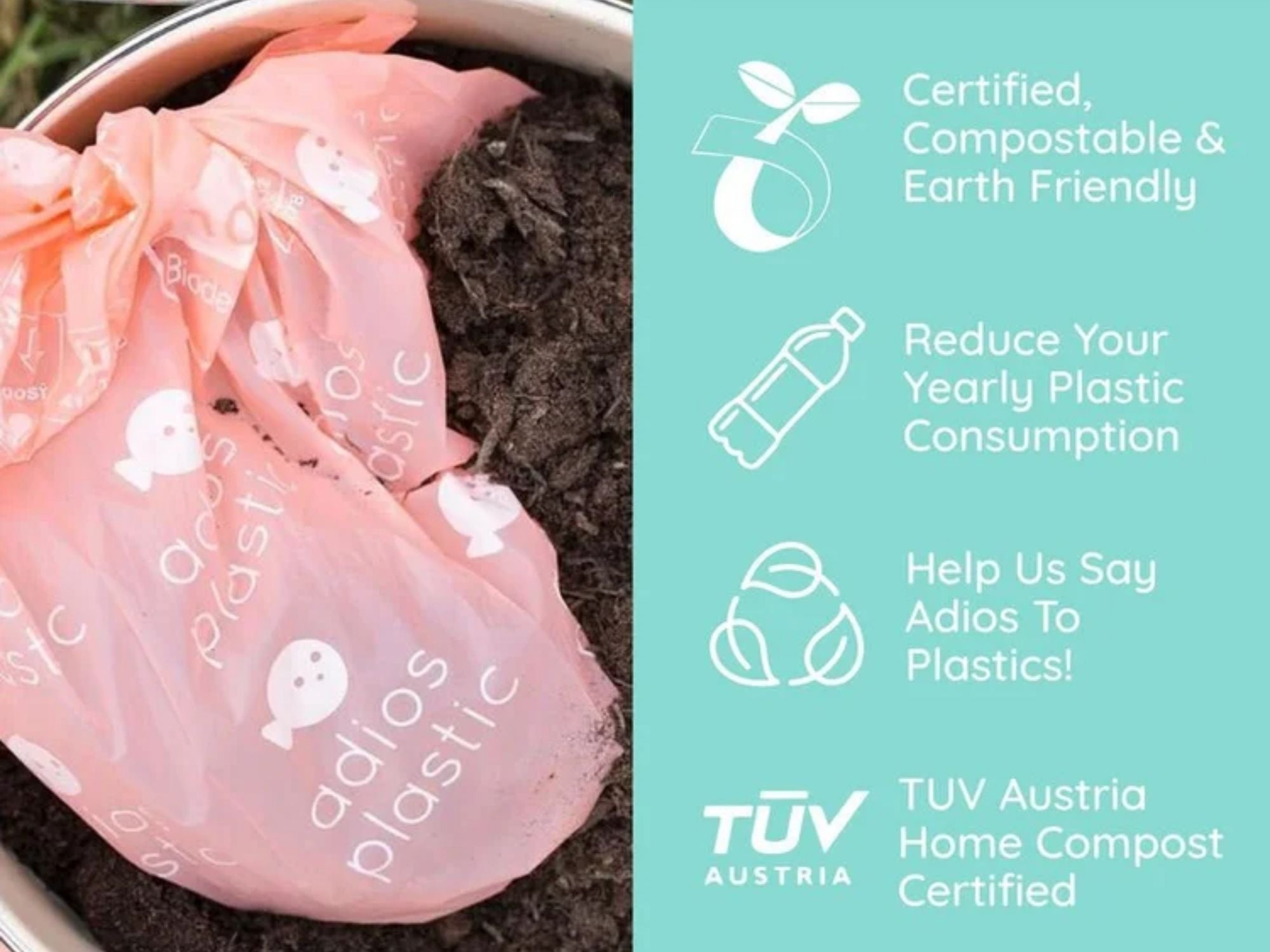 Adios komposterbare grå hundeposer med håndtak - Hundepappa