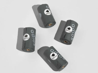 Adios komposterbare grå hundeposer med håndtak - Hundepappa