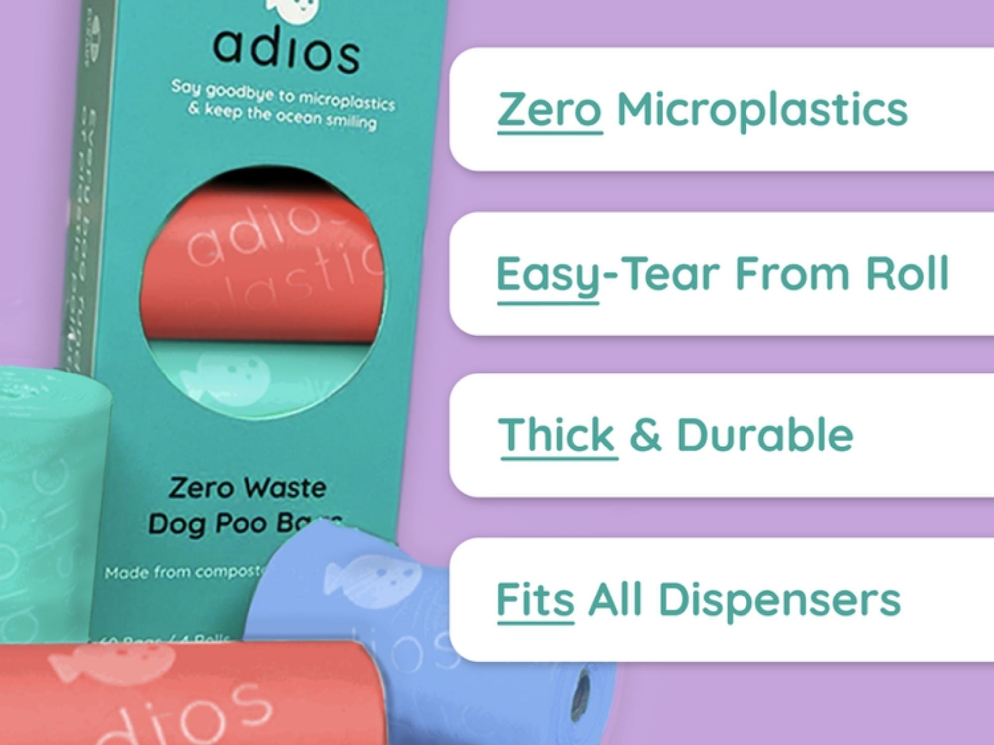 Adios komposterbare grå hundeposer med håndtak - Hundepappa