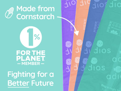 Adios komposterbare grå hundeposer med håndtak - Hundepappa