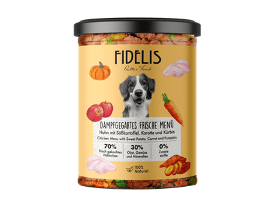 Fidelis dampkokt ferskfôr av kylling 400 g - Hundepappa