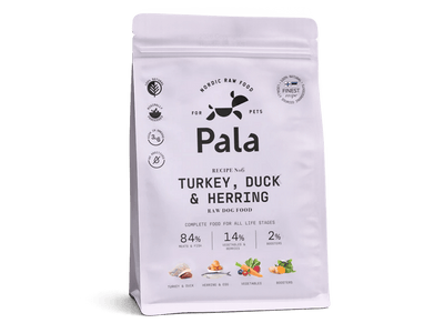 Pala Recipe 6 lufttørket råfôr av kalkun, and og norsk sild - Hundepappa