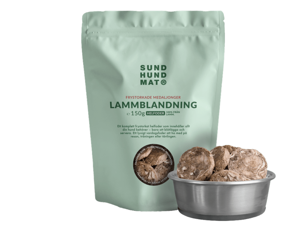 Sund Hundmat frysetørket råfôr av frittgående lam 150 g - Hundepappa