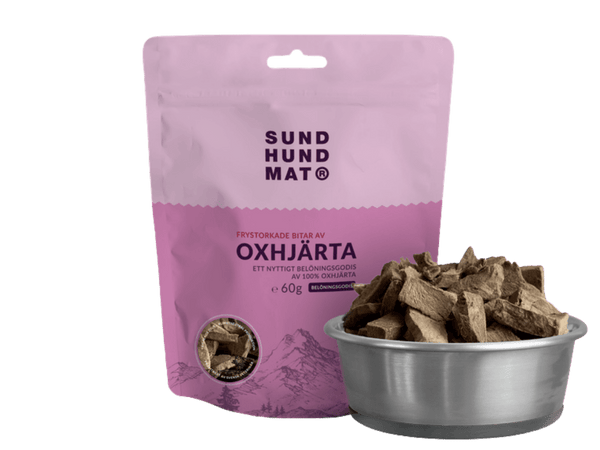 Sund Hundmat godbiter av storfehjerte 60 g - Hundepappa
