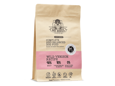 Mr. Bones lufttørket råfôr av hjort og storfevom - Hundepappa