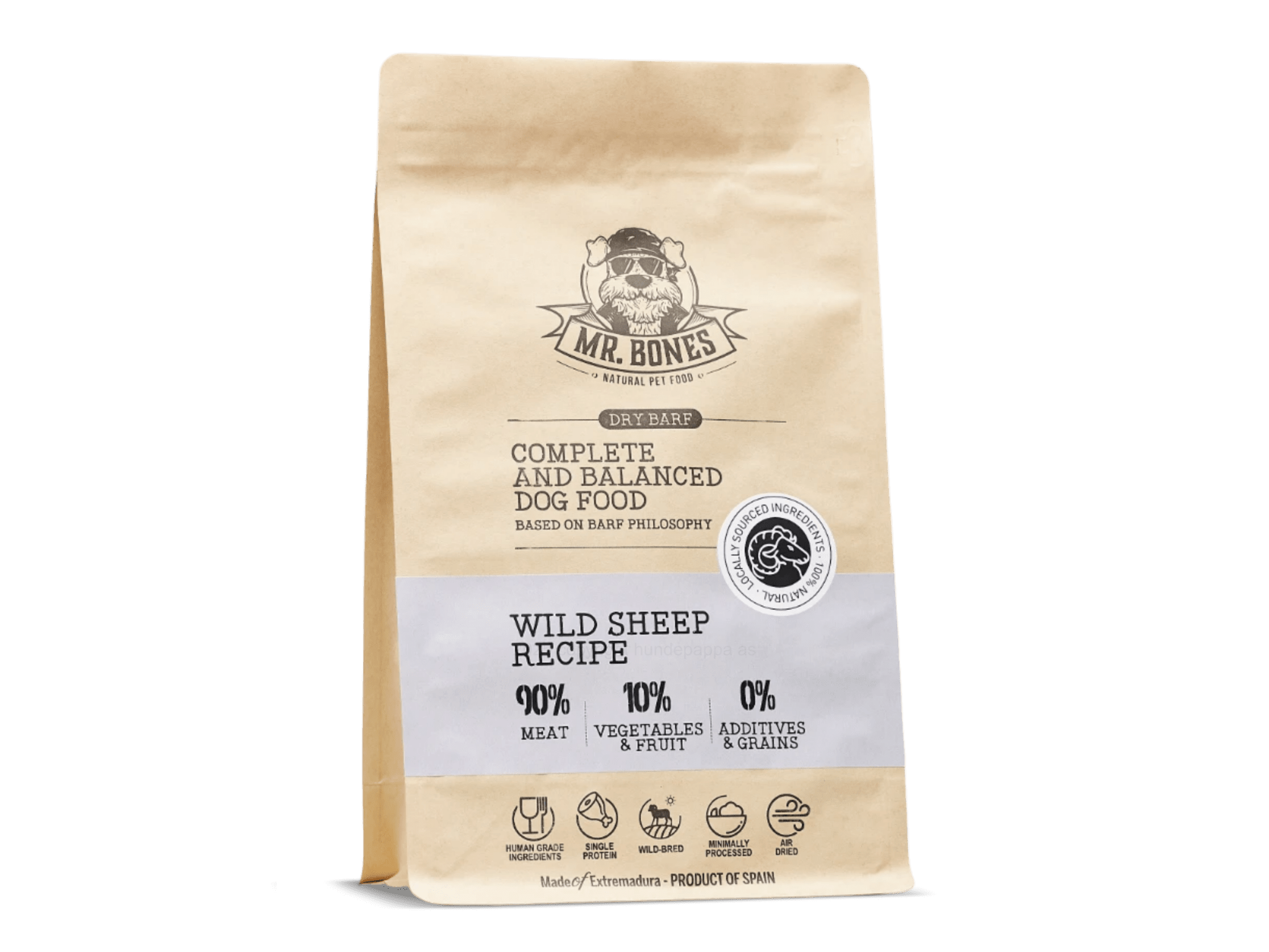 Mr. Bones lufttørket råfôr av villsau - Hundepappa