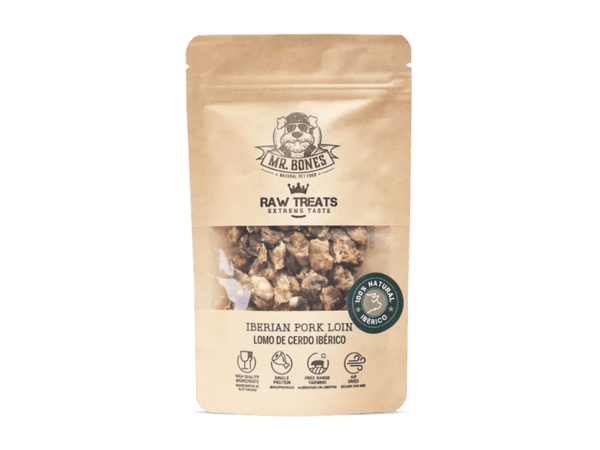 Mr. Bones Raw Treats godbiter av iberisk gris 45 g - Hundepappa