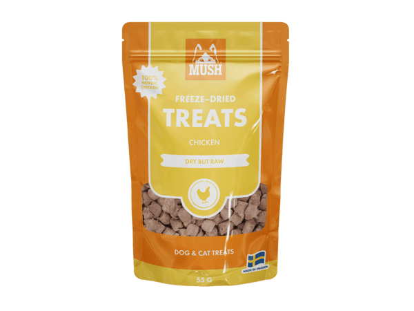 Mush Freeze - Dried Treats frysetørkede godbiter av kylling 50 g - Hundepappa