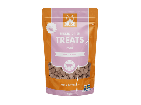 Mush Freeze - Dried Treats frysetørkede godbiter av svin - Hundepappa