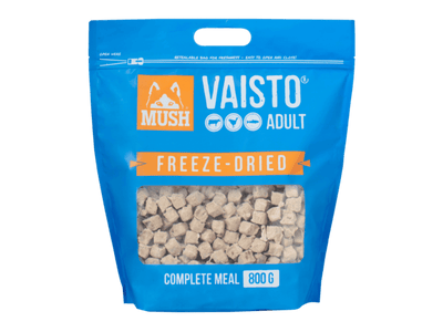 Mush Vaisto Blå frysetørket råfôr av storfe, kalkun og laks - Hundepappa